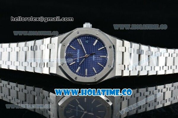 Audemars Piguet Royal Oak Swiss ETA 2824 Automatic Full Steel with Blue Dial and Stick Markers - 1:1 Origianl (ZF) - Click Image to Close